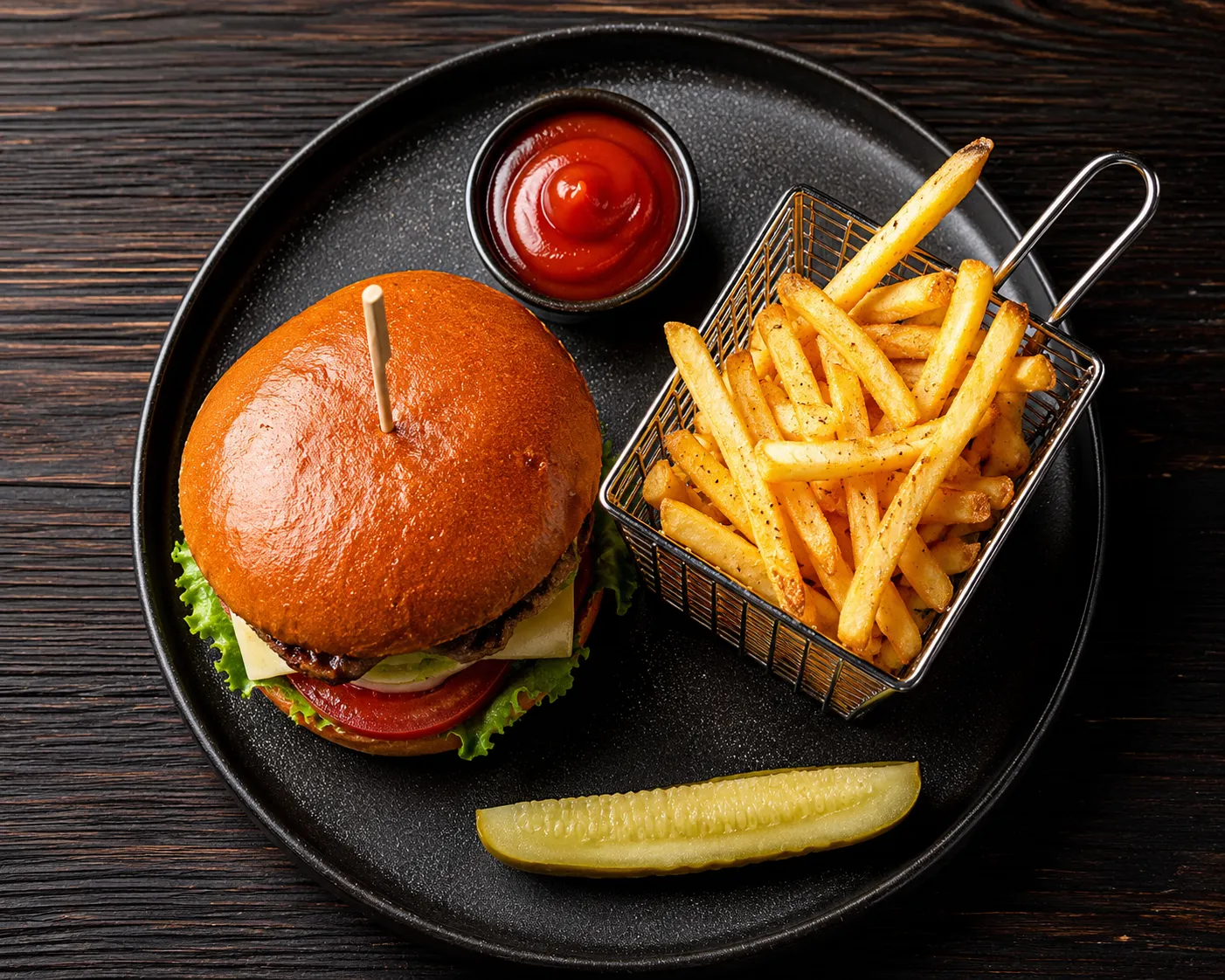 Wagyu Cheeseburger in charcoal bun — Bizarre Gastro Pub Calgary signature